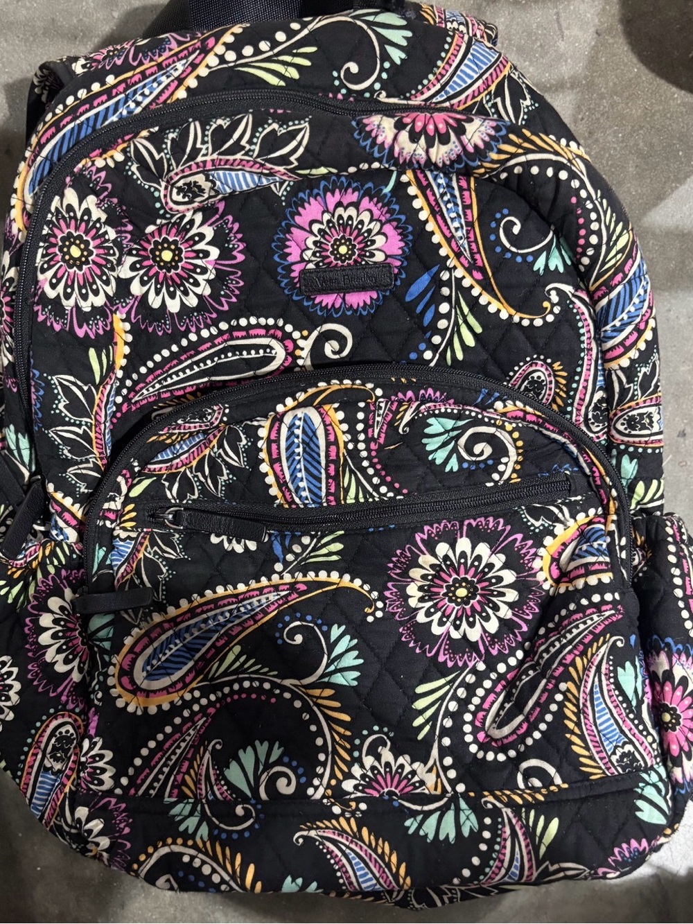 VERA BRADLEY Lighten Up Compact Essential Backpack Bandana Paisley Black